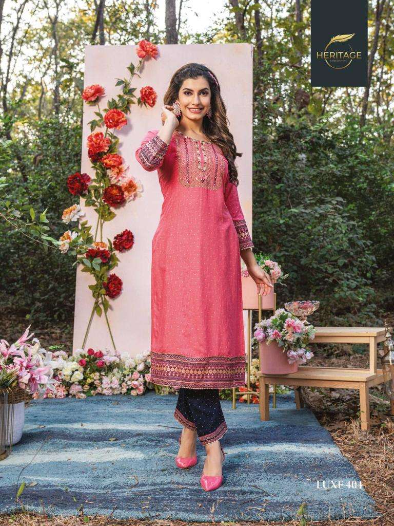 HERITAGE COLLECTION LUXE VOL 4 KURTI WITH PENT 406